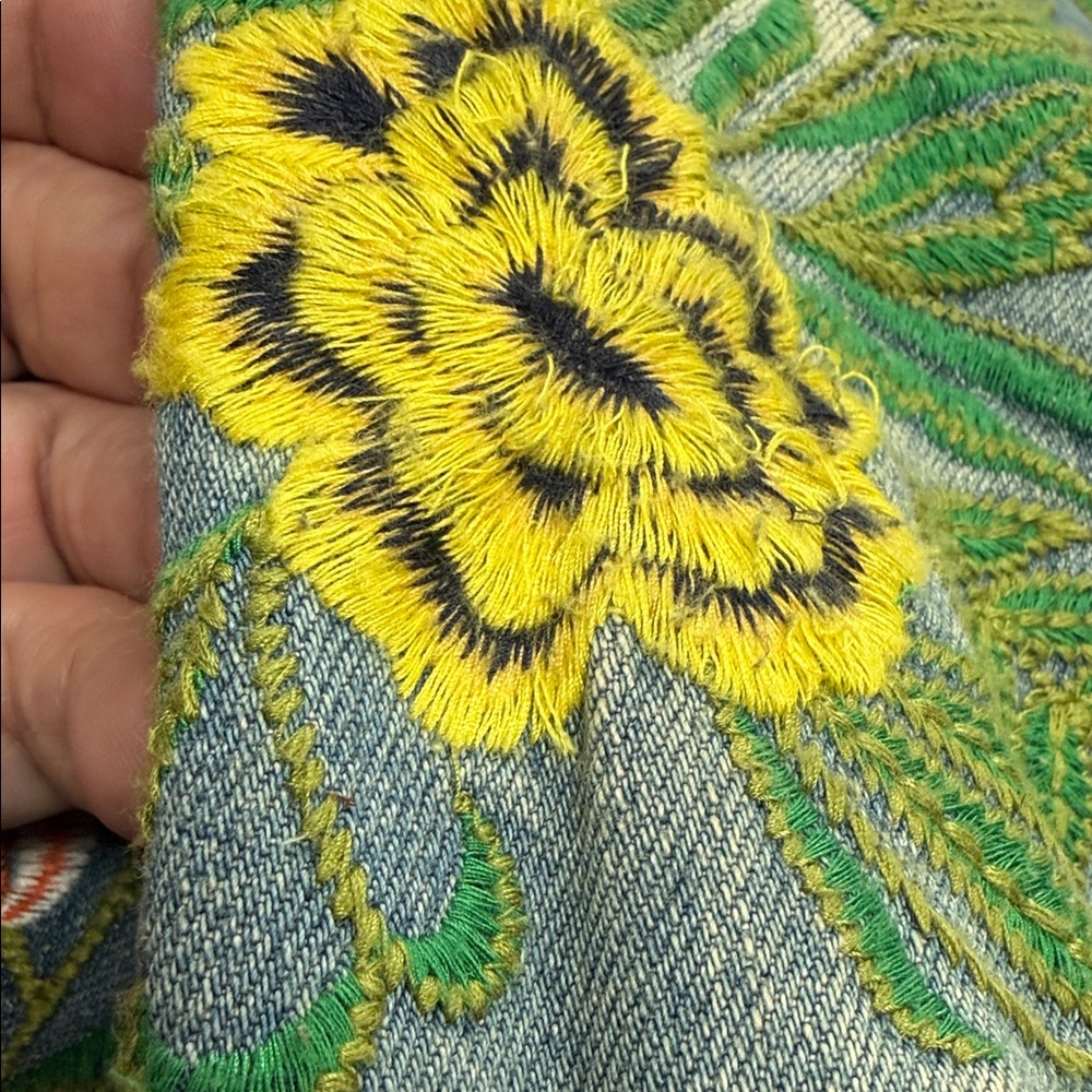 Aratta Women's Embroidered Denim Jacket - Blue and Multicolor - Picture 16 of 16
